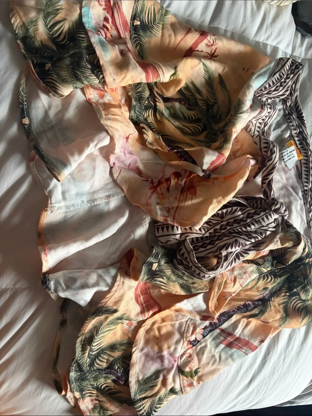 Tropical Peach Palm Print Swim Sarong Wrap